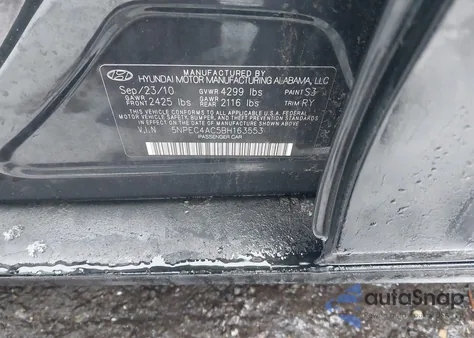 2011 Hyundai Sonata Se z USA, uszkodzony, nr VIN 5NPEC4AC5BH163553